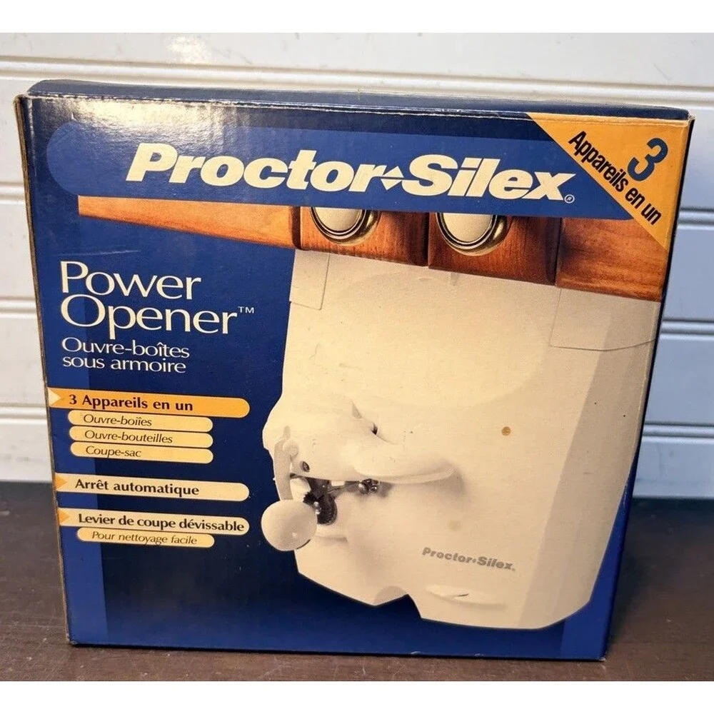 Proctor Silex Can Opener Space Saver Under Cabinet 3 In One (NewIn Box) #75400